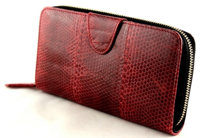 Женское портмоне из кожи морской змеи (N-441 Burgundy)  