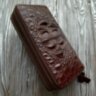 Сумка (клатч) на двух молниях из кожи крокодила (NCR 4551 brown)