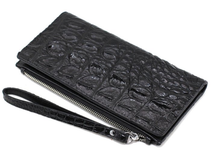 Портмоне-купюрник из кожи крокодила (NALM-6080 black)
