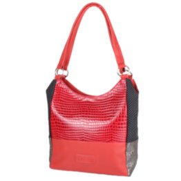 Женская кожаная сумка LASKARA (ЛАСКАРА) LK-DD212-red-black-silver