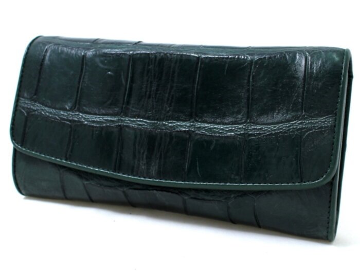 Портмоне женское из кожи крокодила (NPCM 03 B Green) 