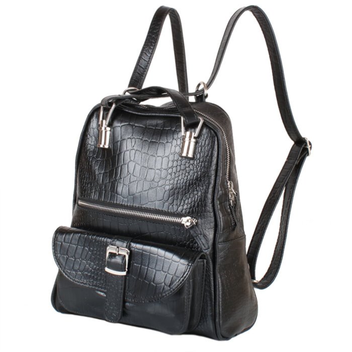 Рюкзак женский кожаний LASKARA (ЛАСКАРА) LK-DM229-croco-black