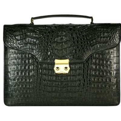 Портфель мужской из кожи крокодила 1453. DCM 38 G Black
