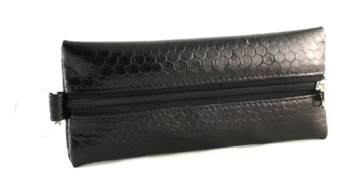 Ключница на  молниии  из кожи змеи (N-1211 Black) 