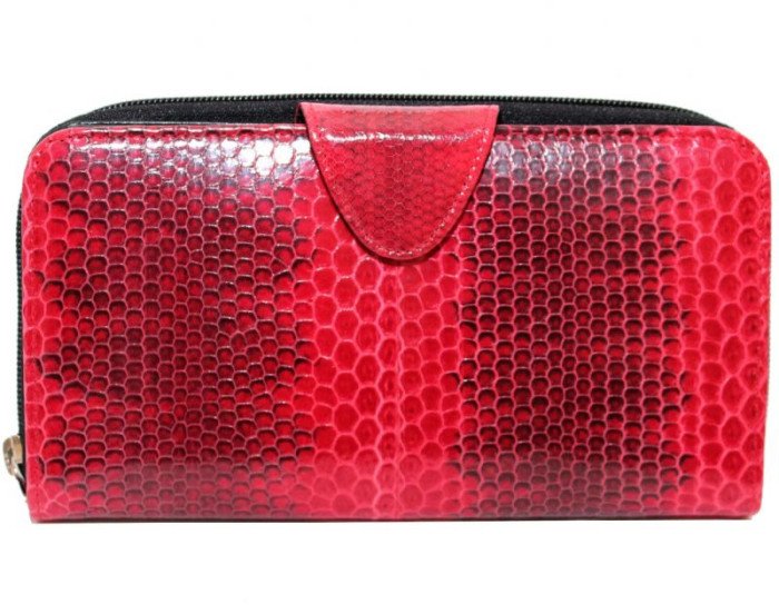 Женское портмоне из кожи морской змеи (U-SN 11-2 Fire red)