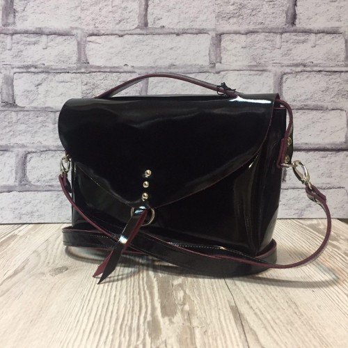 Сумка "ДОРОТИ" натуральная кожа, цвет чёрный/бургунди