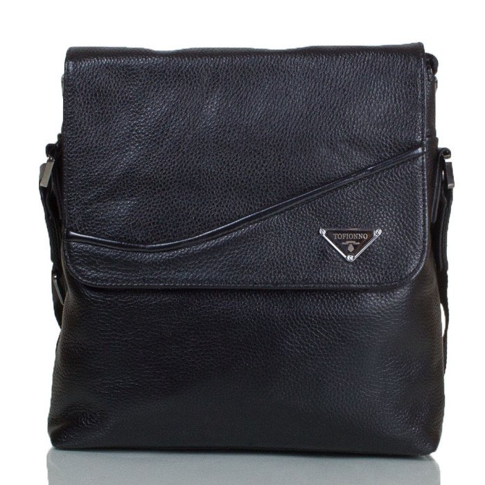 Мужская кожаная сумка с карманом для нетбука, планшета 6-7' TOFIONNO (ТОФИОННО) TU1037-black