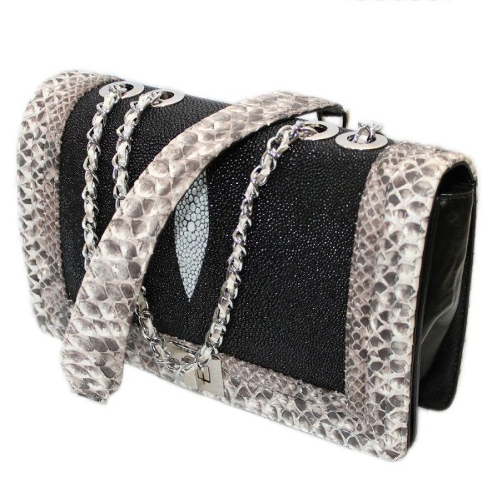 Сумка из кожи ската/питона (STH 300 PT Black/Natural)  