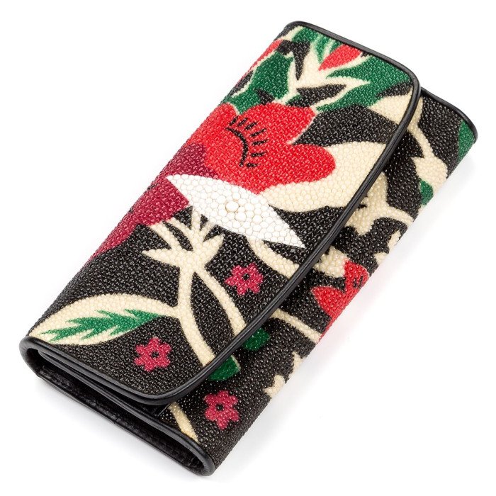 Кошелек женскийй STINGRAY LEATHER 18034 из натуральной кожи морского ската Черный